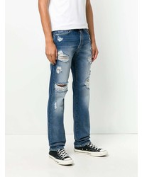 blaue Jeans mit Destroyed-Effekten von Htc Los Angeles