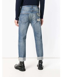 blaue Jeans mit Destroyed-Effekten von Dondup