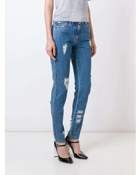 blaue Jeans mit Destroyed-Effekten von Moschino