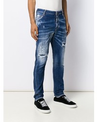 blaue Jeans mit Destroyed-Effekten von DSQUARED2