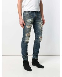 blaue Jeans mit Destroyed-Effekten von Pierre Balmain