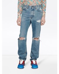 blaue Jeans mit Destroyed-Effekten von Gucci