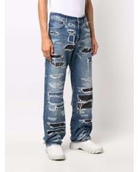 blaue Jeans mit Destroyed-Effekten von 424