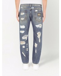 blaue Jeans mit Destroyed-Effekten von Dolce & Gabbana