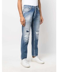 blaue Jeans mit Destroyed-Effekten von Dondup