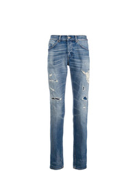 blaue Jeans mit Destroyed-Effekten von Dondup