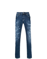 blaue Jeans mit Destroyed-Effekten von Dondup