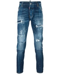 blaue Jeans mit Destroyed-Effekten von DSQUARED2