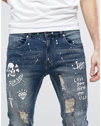 blaue Jeans mit Destroyed-Effekten von Reason