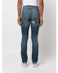 blaue Jeans mit Destroyed-Effekten von Dondup