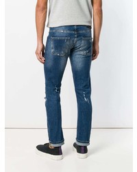 blaue Jeans mit Destroyed-Effekten von Frankie Morello