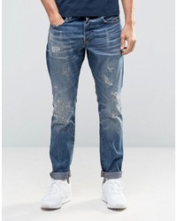 blaue Jeans mit Destroyed-Effekten von G Star