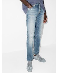 blaue Jeans mit Destroyed-Effekten von Nudie Jeans