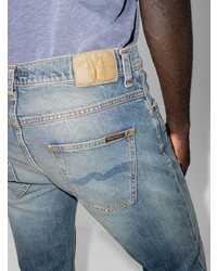 blaue Jeans mit Destroyed-Effekten von Nudie Jeans