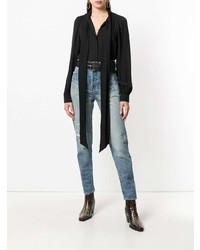 blaue Jeans mit Destroyed-Effekten von Saint Laurent