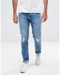 blaue Jeans mit Destroyed-Effekten von Hoxton Denim