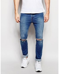 blaue Jeans mit Destroyed-Effekten von Hype