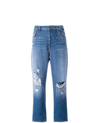 blaue Jeans mit Destroyed-Effekten von J Brand