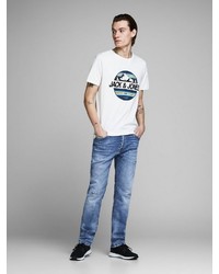 blaue Jeans mit Destroyed-Effekten von Jack & Jones