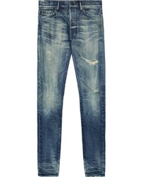 blaue Jeans mit Destroyed-Effekten von John Elliott