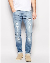 blaue Jeans mit Destroyed-Effekten von Lee