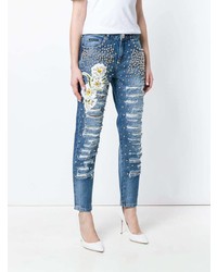 blaue Jeans mit Destroyed-Effekten von Philipp Plein