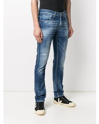 blaue Jeans mit Destroyed-Effekten von Dondup