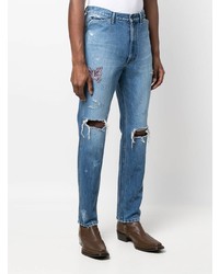 blaue Jeans mit Destroyed-Effekten von Needles