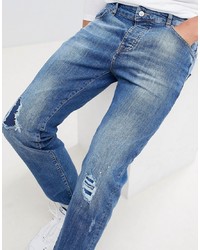 blaue Jeans mit Destroyed-Effekten von Mennace