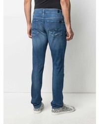 blaue Jeans mit Destroyed-Effekten von 7 For All Mankind