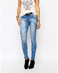blaue Jeans mit Destroyed-Effekten von N.