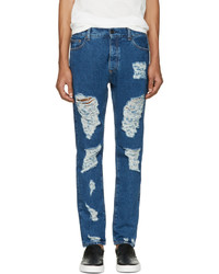 blaue Jeans mit Destroyed-Effekten von Palm Angels