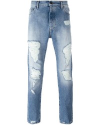 blaue Jeans mit Destroyed-Effekten von Palm Angels