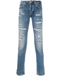 blaue Jeans mit Destroyed-Effekten von Philipp Plein