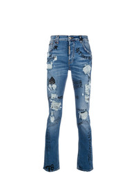 blaue Jeans mit Destroyed-Effekten von Philipp Plein