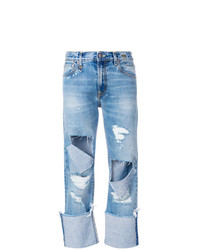 blaue Jeans mit Destroyed-Effekten von R13