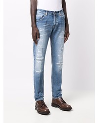 blaue Jeans mit Destroyed-Effekten von Dondup