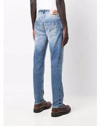 blaue Jeans mit Destroyed-Effekten von Dondup