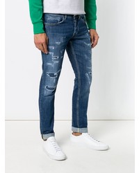 blaue Jeans mit Destroyed-Effekten von Dondup