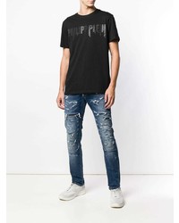 blaue Jeans mit Destroyed-Effekten von Philipp Plein