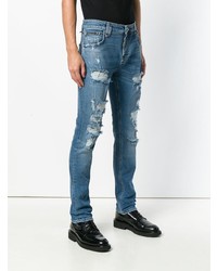 blaue Jeans mit Destroyed-Effekten von Philipp Plein