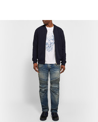 blaue Jeans mit Destroyed-Effekten von Balmain