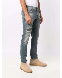 blaue Jeans mit Destroyed-Effekten von Dondup