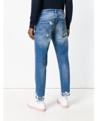 blaue Jeans mit Destroyed-Effekten von Dondup