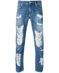 blaue Jeans mit Destroyed-Effekten von Versus