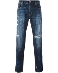 blaue Jeans mit Destroyed-Effekten von Versus