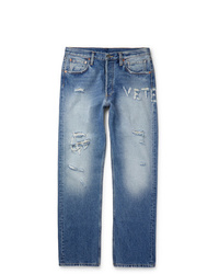 blaue Jeans mit Destroyed-Effekten von Vetements