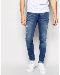 blaue Jeans mit Destroyed-Effekten von WÅVEN
