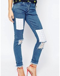 blaue Jeans mit Flicken von House of Holland