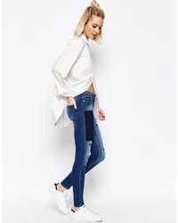 blaue Jeans mit Flicken von Cheap Monday